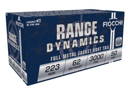 Buy Fiocchi 223C Range Dynamics 223Rem 62gr Full Metal Jacket Boat Tail 50... online