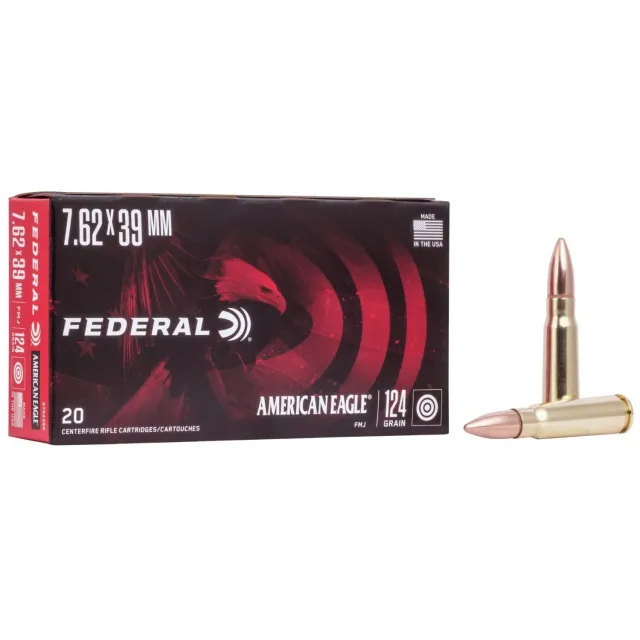 Federal A76239A 7.62x39mm 124 Grain Full Metal Jacket 20 Rounds - Federal Premium Ammunition - 7.62x39