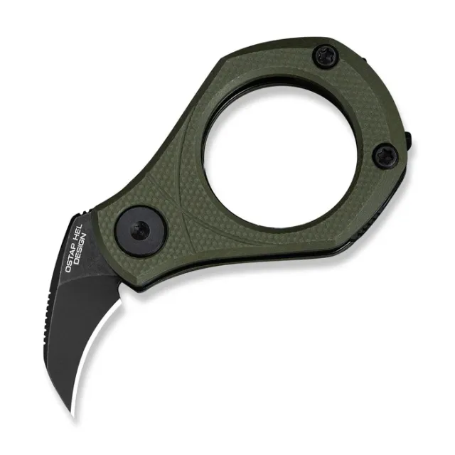 Pyrus Slip Joint Utility Knife OD Green G10 Handle (0.65"" Black Stonewashed 14C28N Blade) - CIVIVI Knives