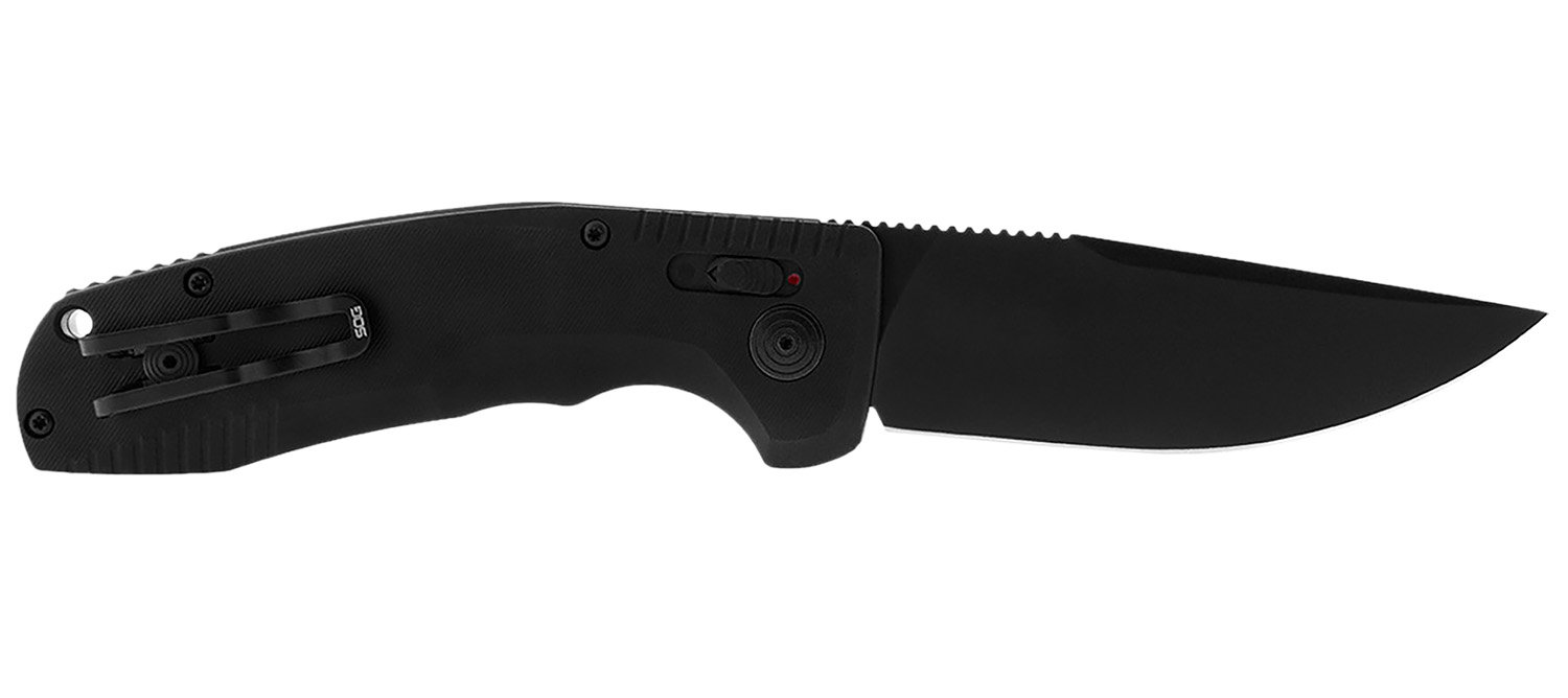 SOG 15-38-01-57 3.5" Drop Point D2 Black Scales Auto Knife - SOG