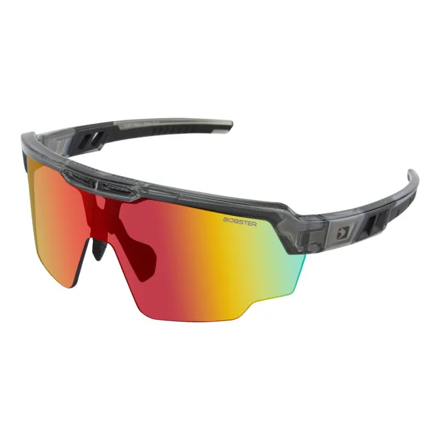 Bobster Wheelie Sunglasses Gloss Clear/Gray Frame Smoke Black Red Revo Lens