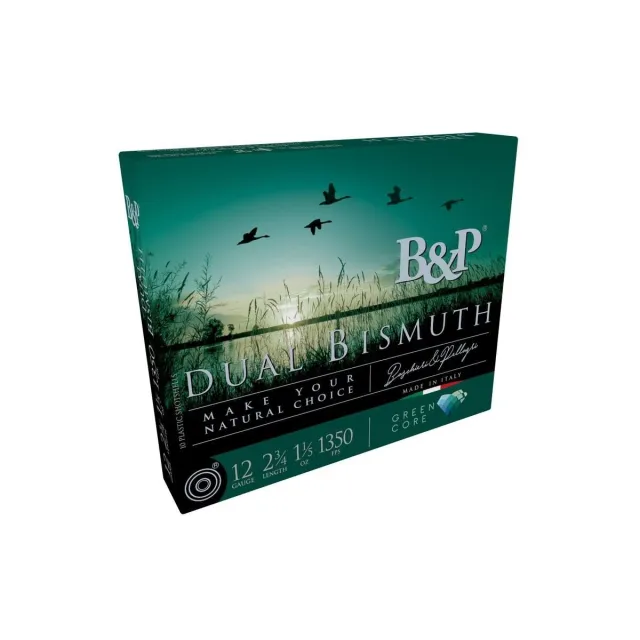 B&P Dual Bismuth Shotshells 12ga 3'' 1-1/4oz 1350 fps #3 & #4 10/ct - Baschiere & Pellagri USA Inc.