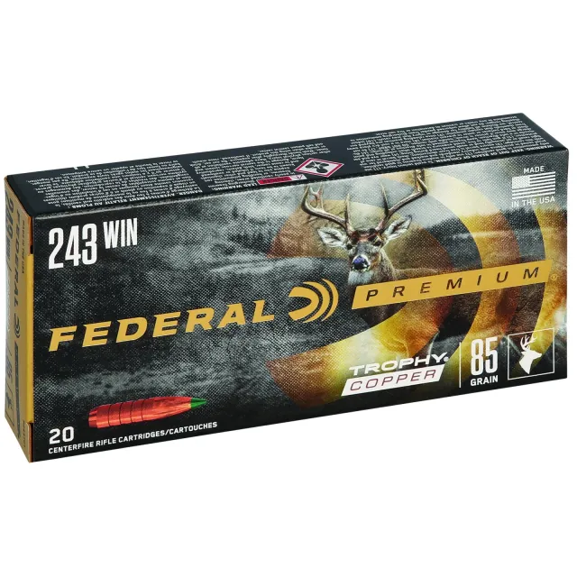 Federal Premium P243TC1 243Win 85gr Trophy Copper 20 Box - Federal Premium Ammunition - 243 Win