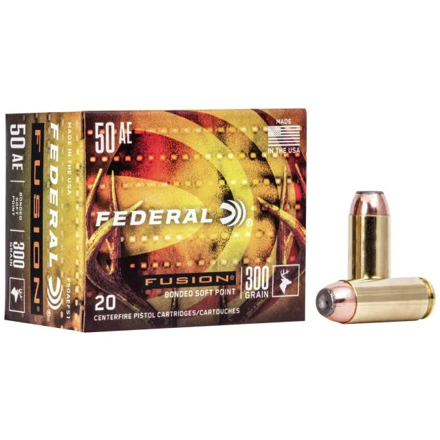 Federal F50AEFS1 50 AE 300 Grain Fusion Soft Point 20 Rounds Per Box - Federal Premium Ammunition - 50 AE