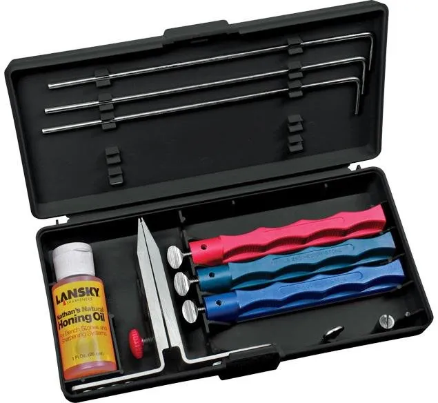 Lansky LKC03 Standard Sharpening System, 3 Stones, Adjustable Angle Clamp - Lansky