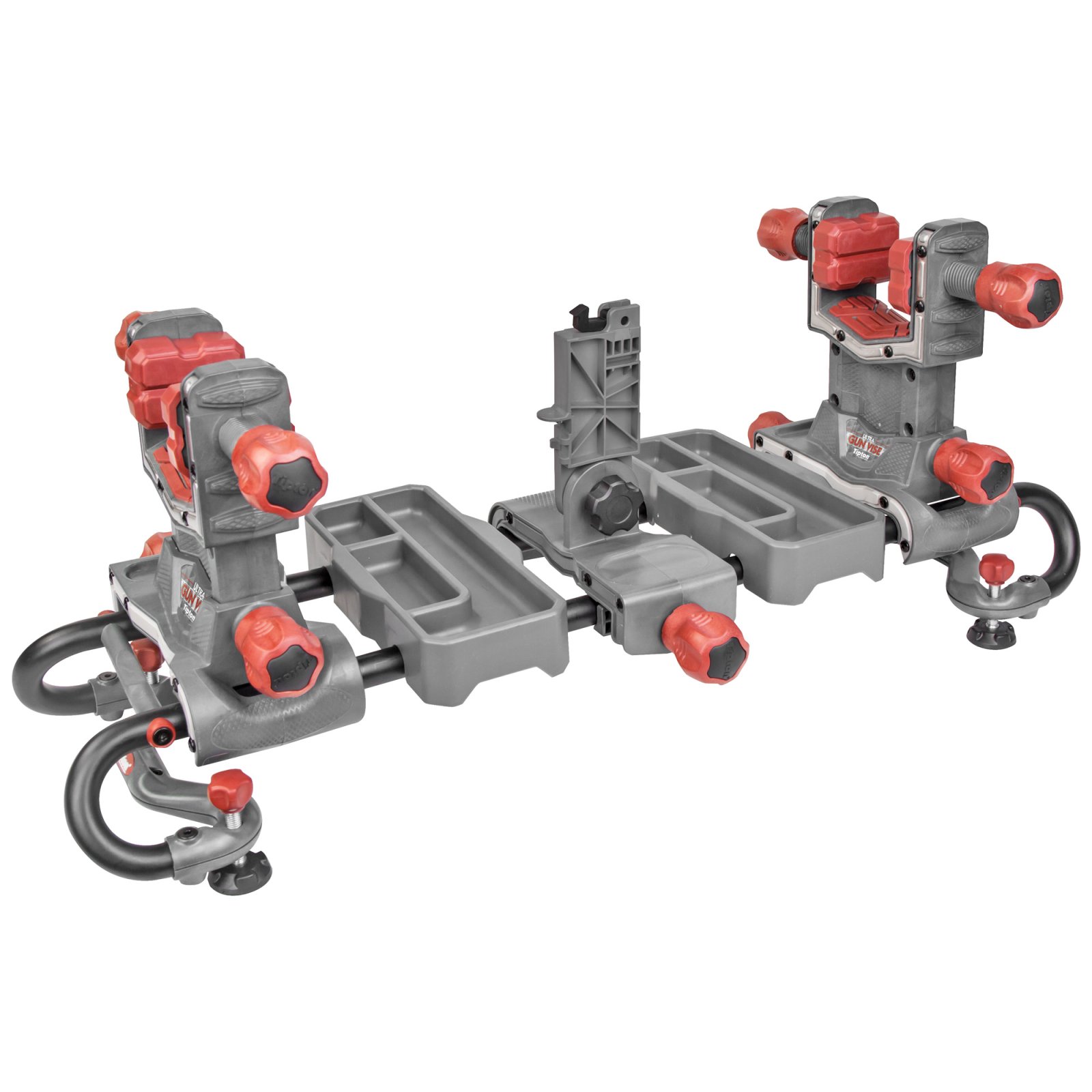 Tipton Ultra Gun Vise 110011 - Rugged, Versatile, Adjustable, with AR Vise Block & Accessory Trays, Gray/Red - Tipton
