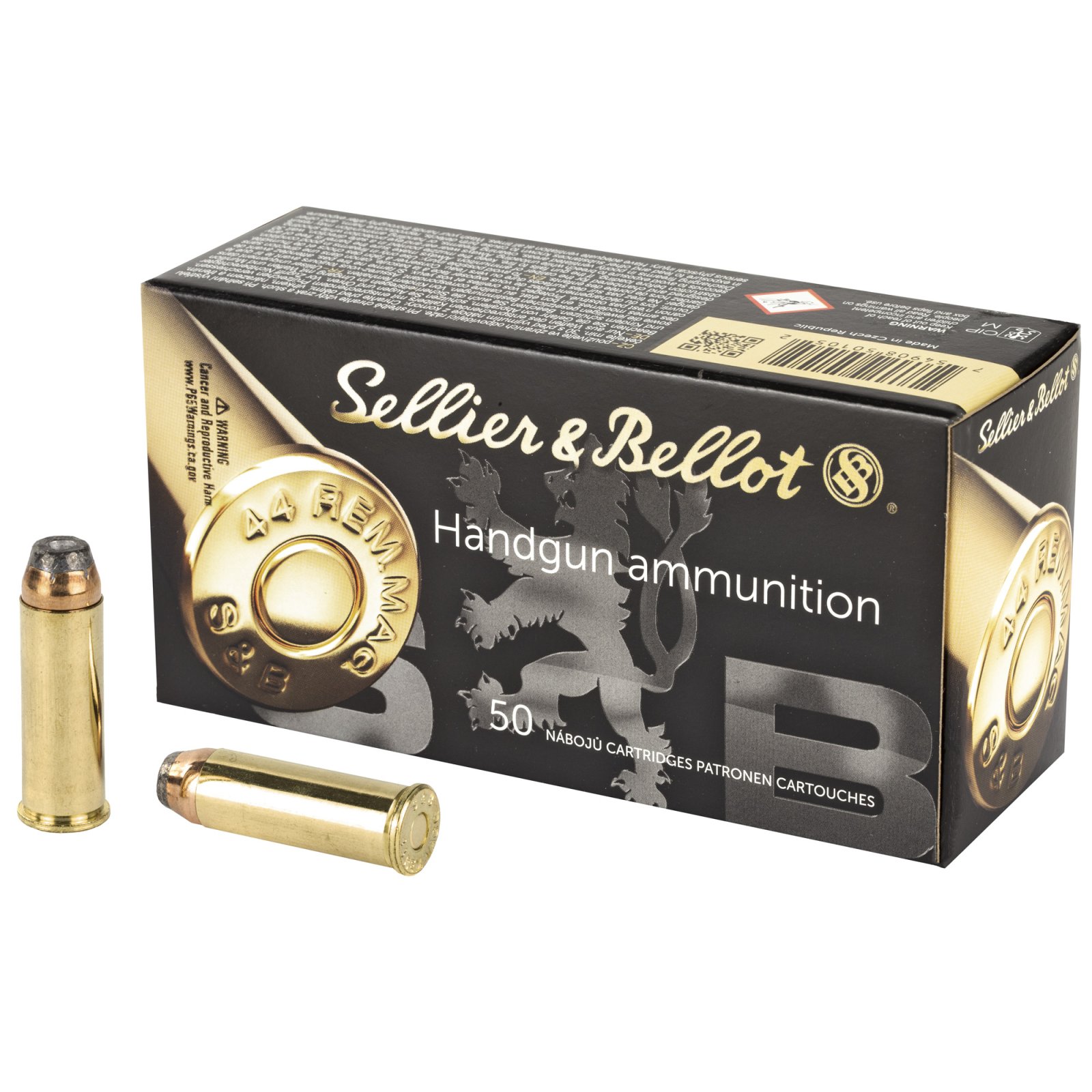 Sellier & Bellot SB44C .44 Rem Mag 240gr SJHP Ammo 50 Rounds - Sellier & Bellot - 44 Rem Mag