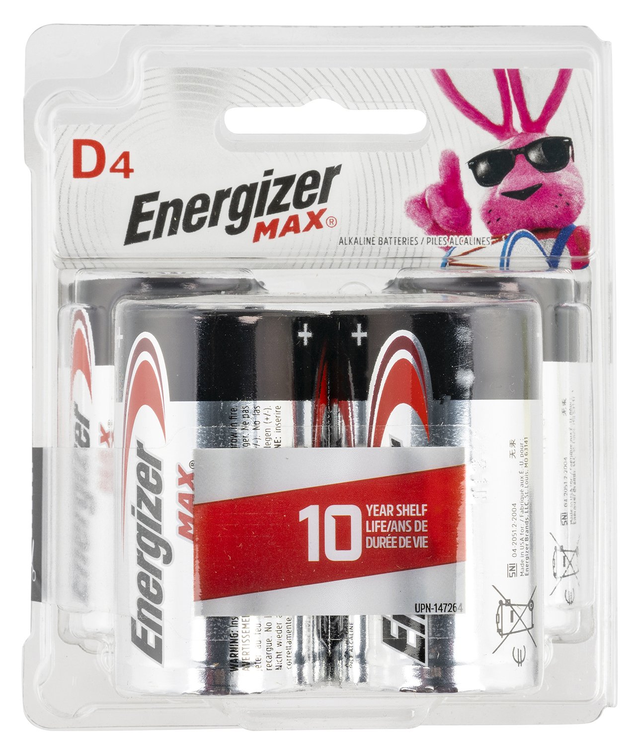 Energizer D Max Alkaline Batteries 4 Pack 1.5V E95BP4 - Energizer Holdings, Inc. - 17,900