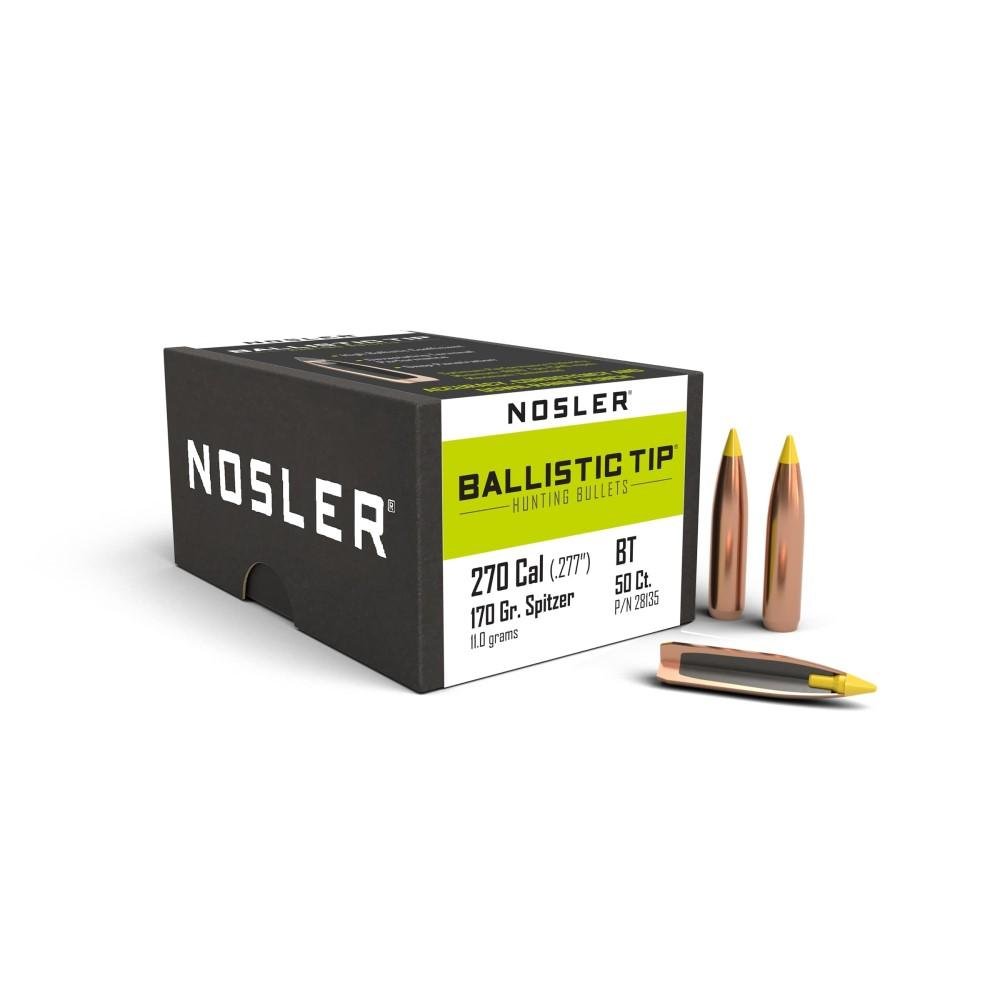 Nosler 28135 Ballistic Tip .270 Cal 170gr Spitzer Bullets 50ct - Nosler - .270