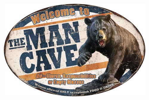 Buy Rivers EDGE MAN CAVE BEAR TIN SIGN online
