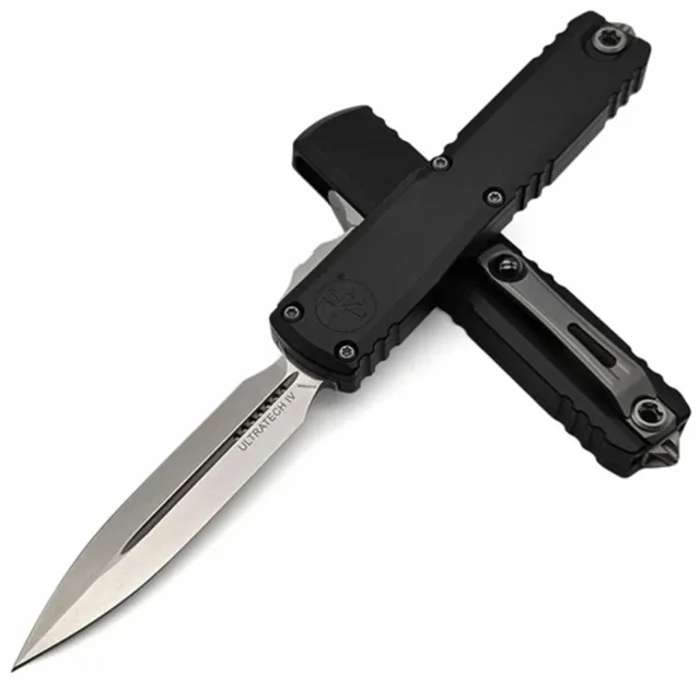 Microtech 11224-10 Ultratech Gen IV D/E 3.55 In Stonewash Black ALU Handle - MICROTECH
