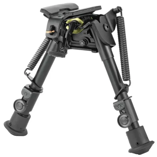 Harris Bipods BRS Swivel BR Stud, 6-9", Black Steel/Aluminum, Rubber Feet - Harris Engineering