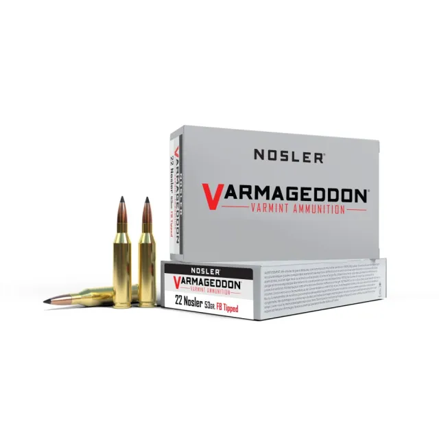 Nosler Varmageddon 22 Nosler 53 gr FB Tipped 20 Rounds Brass Ammo - Nosler - 22 Nosler