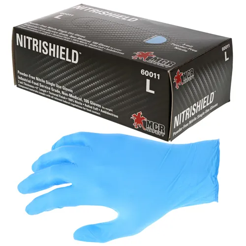 MCR Safety Economy Powder-Free NBR Disposable Gloves Large 100 Count