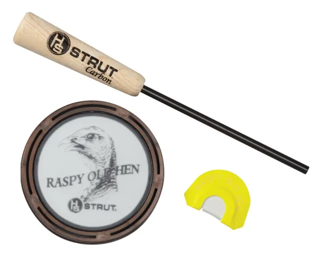 Hunters Specialties Raspy Old Hen Call Glass 07011 Carbon Striker - HS Precision