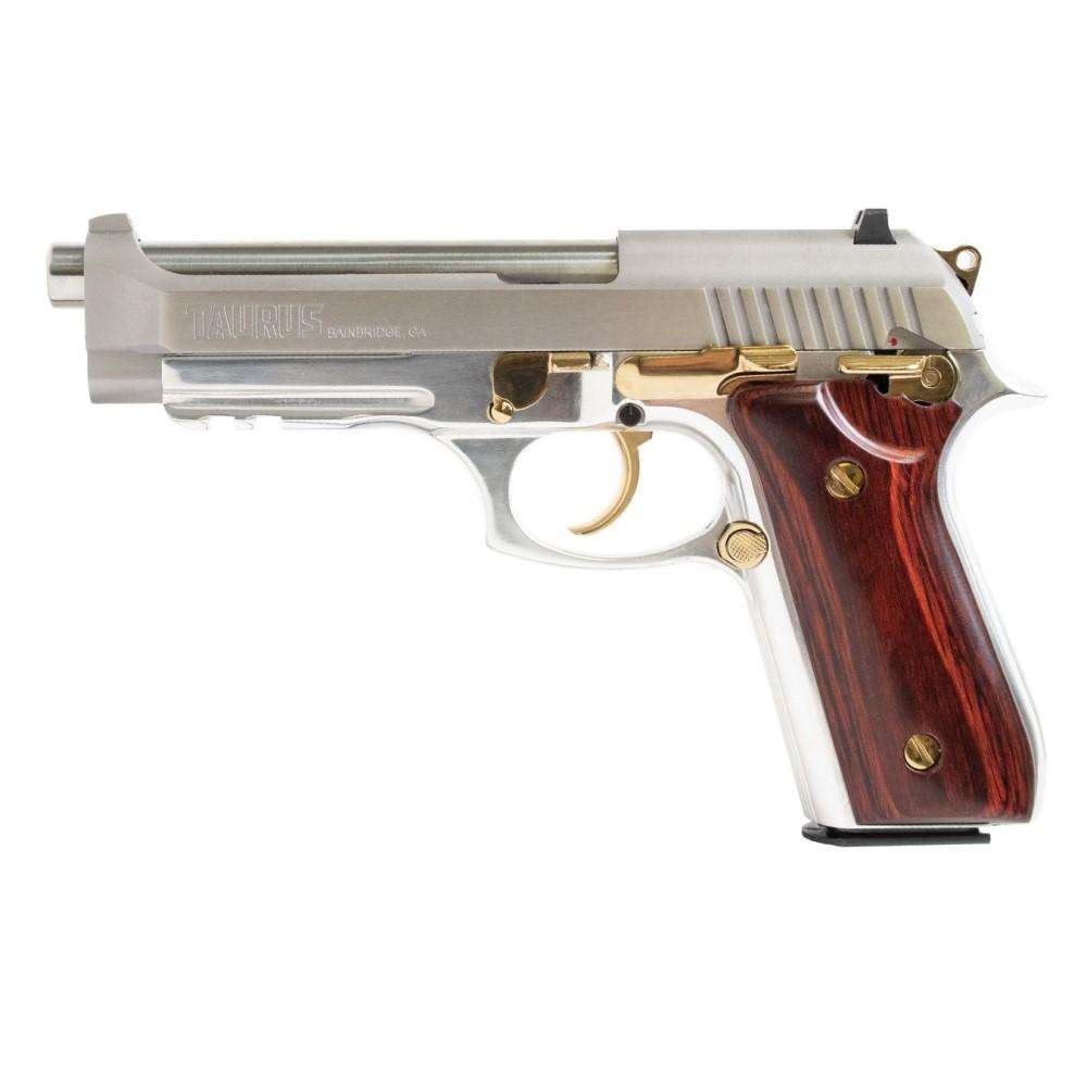 Taurus PT92 9MM 17+1 Pistol, Ambidextrous Safety, Wood Grips, 5" Barrel - Taurus International Manufacturing, Inc. - 9MM