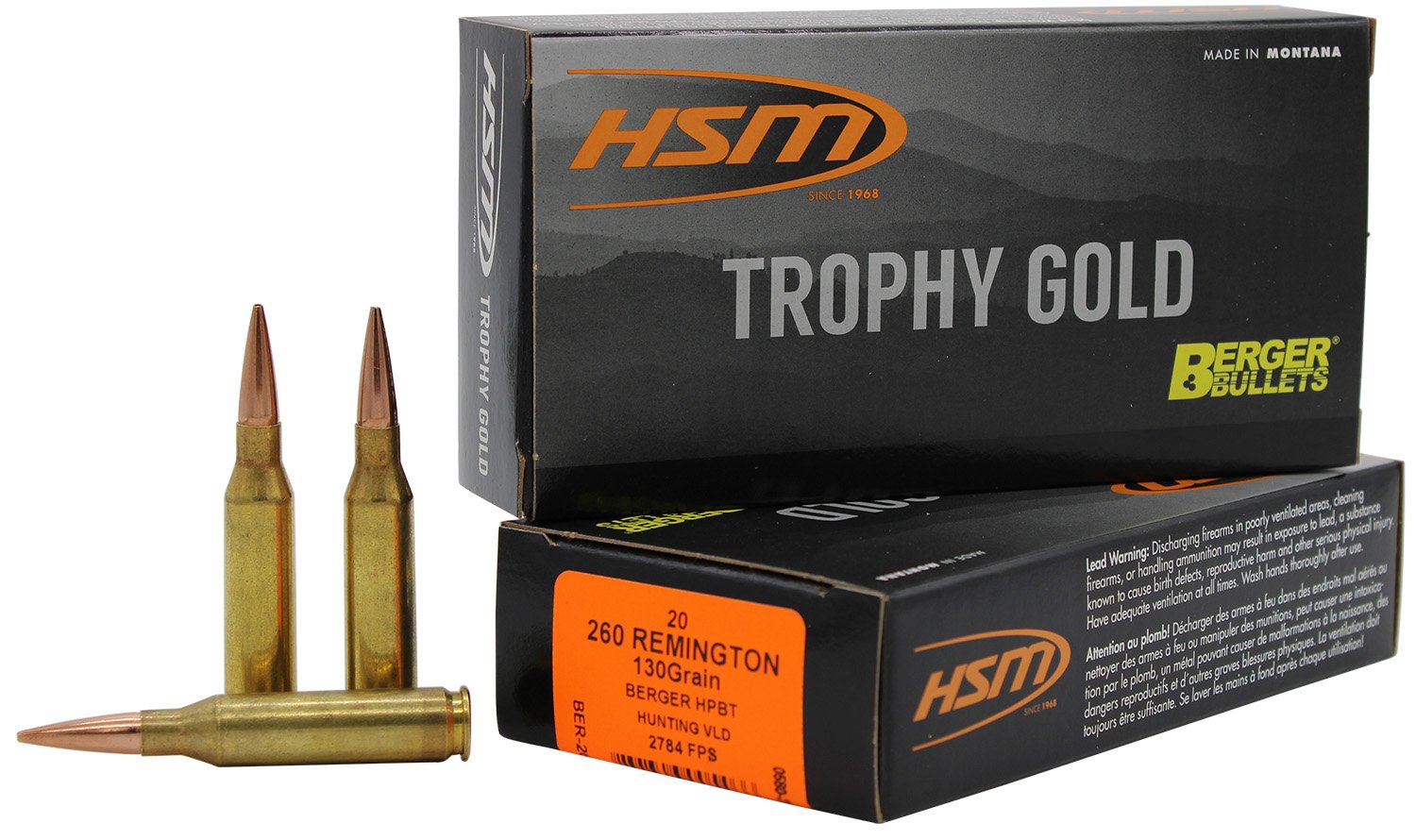 Buy HSM 260130VLD Trophy Gold .260 Rem 130gr Berger VLD 20 Rounds online