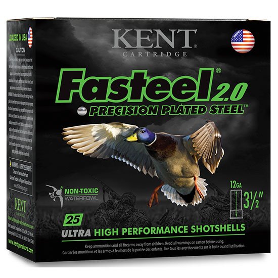 Buy Kent Cartridge Fasteel 2.0 Waterfowl 12 Gauge, 3" Shell, Zinc-Plated Steel Shot, 1-1/4oz, 1500fps, 25 Rounds, K123FS36-2 online