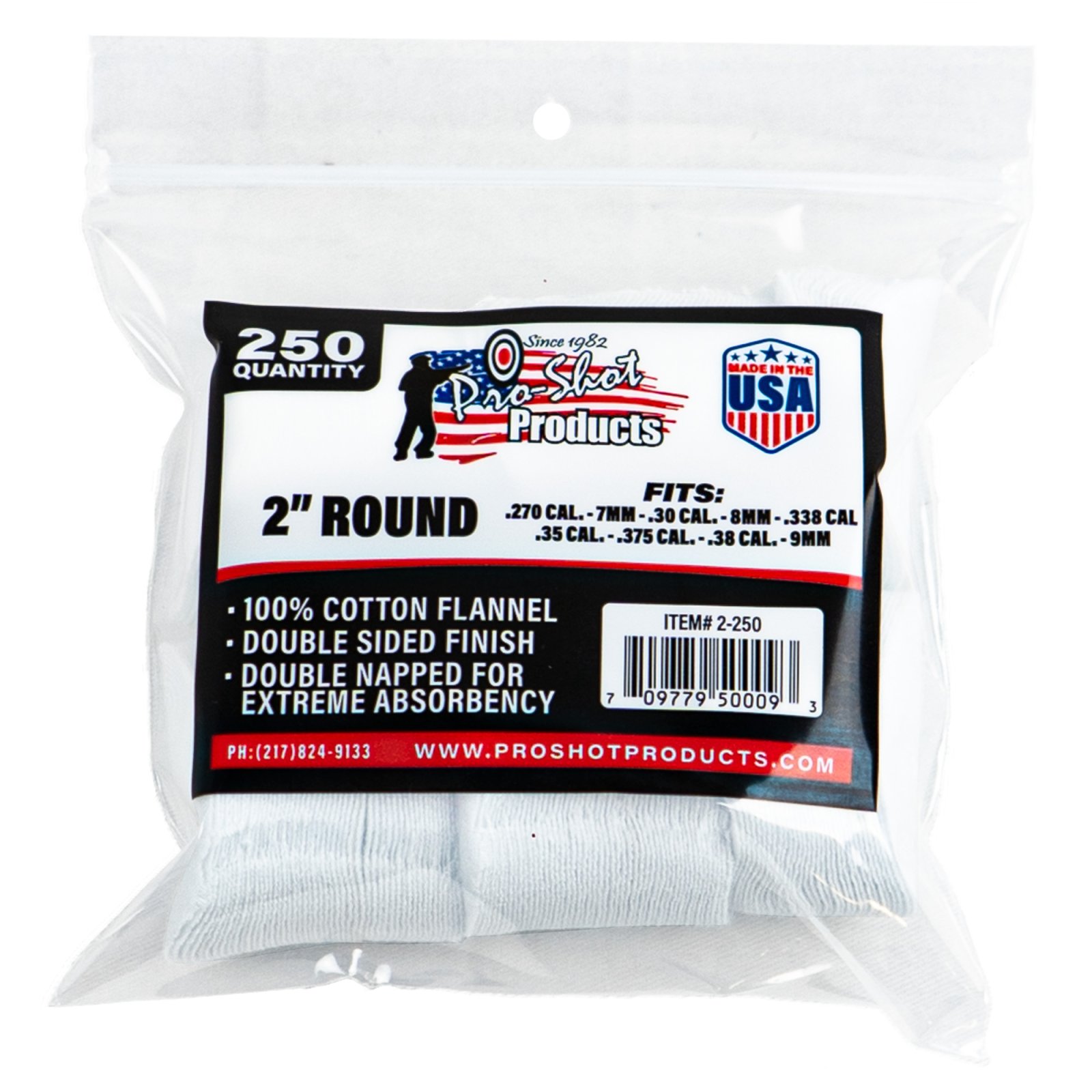 Buy Pro-Shot 2 Round 100% Cotton Patches 250/ct online