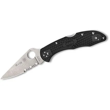 Spyderco C11FPSBKRD Delica SL/PS Black Knife with Red Line Backspacer - SPYDERCO