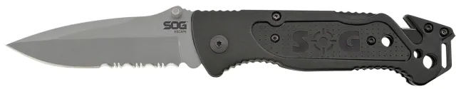 SOG SOG-FF24-CP Escape 3.40" Part Serrated Folding Knife Black Handle - SOG