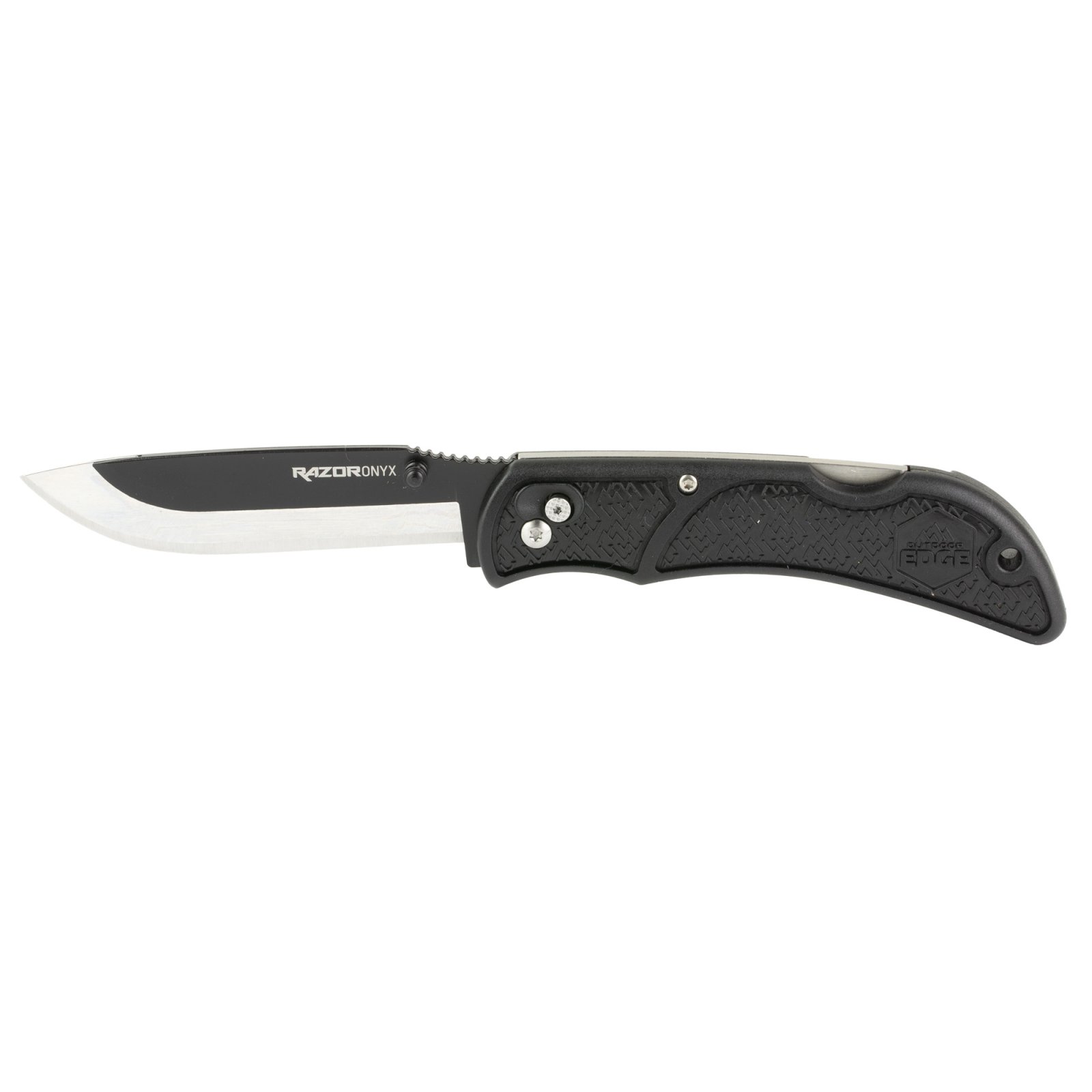 Outdoor Edge OX10C Onyx 3.5" Folding Knife, 3 Blades, Black Grivory Handle - Outdoor Edge