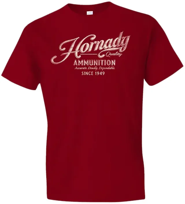 Buy Hornady 31874 Vintage Script Red Cotton Semi-Fitted XL Shirt online