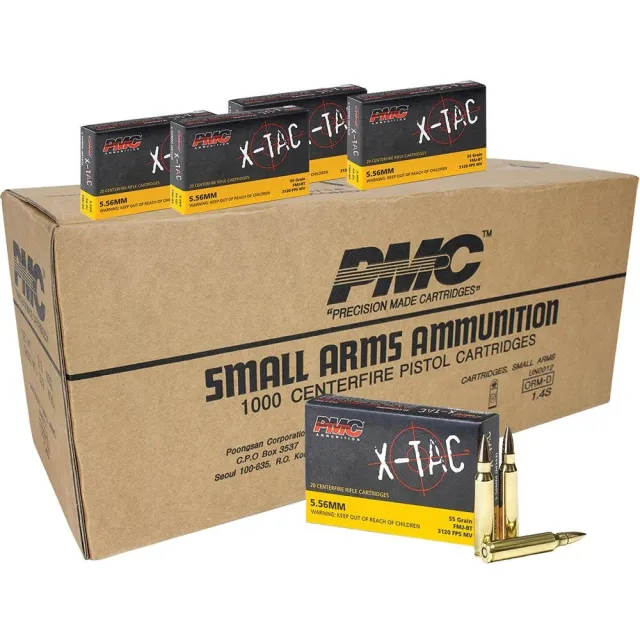 PMC 5.56X 5.56 NATO Ammo 55gr FMJ-BT 1000rd Case 3270 FPS - PMC - 5.56 NATO