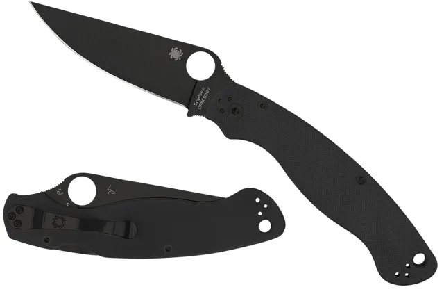 Spyderco C36GPBK2 Military 2 4" Folding Plain Black DLC CPM S30V SS... - Spyderco