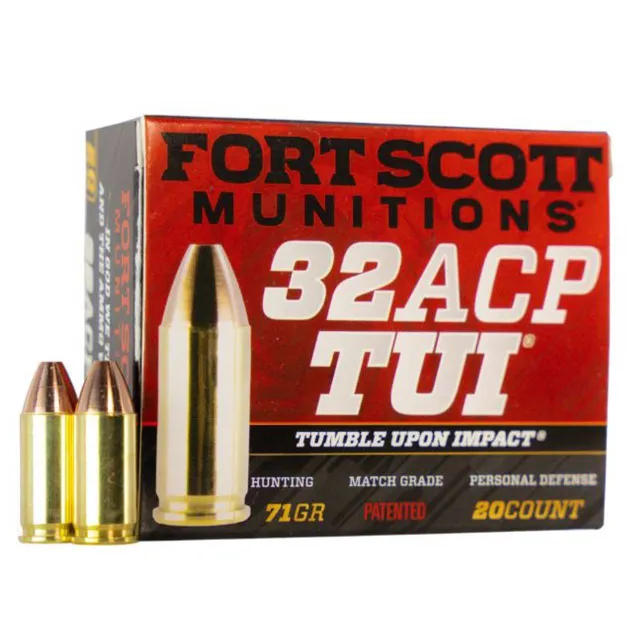 Fort Scott Munitions 32ACP71SCV 32 ACP 71gr Solid Copper TUI Ammo 20 Rounds