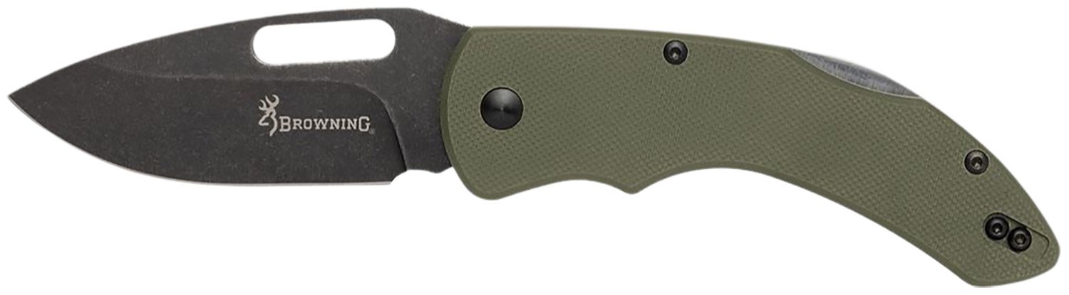 Browning 3220506 Hidden Hollow EDC 3" D2 Steel Folding Knife OD Green Handle - Browning
