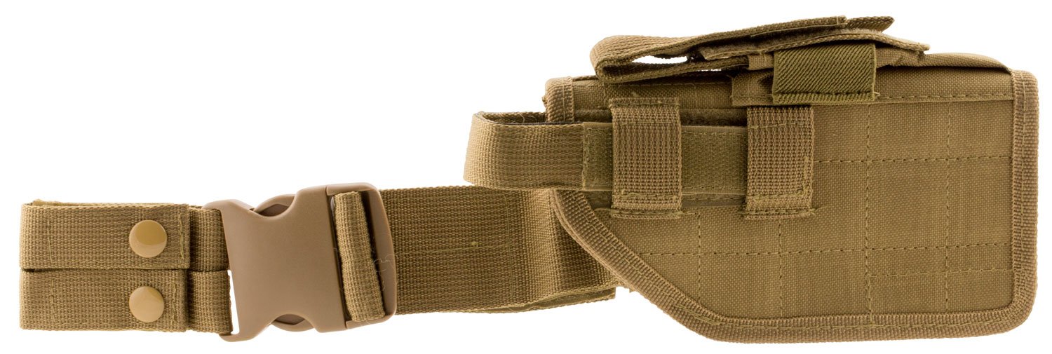 NcStar Universal Drop Leg Holster, Right Hand, Full Size/Compact Semi-Auto, Tan, Adjustable Thumb Snap, PVC Fabric, Stiff Design, CVDLHOL2954-T - NcSTAR