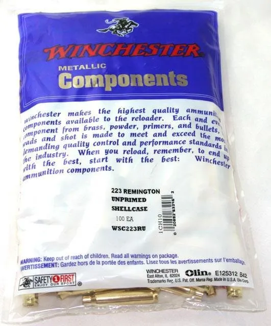 Winchester WSC223RU Unprimed 223 Rem Rifle Shellcases Brass 100-Pack - Winchester - 223 Remington