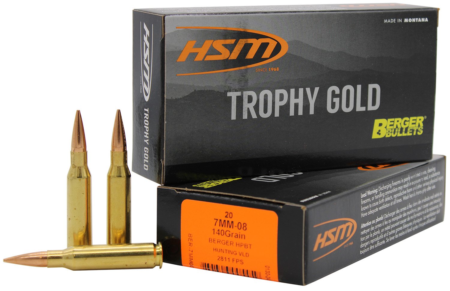 HSM Trophy Gold Rifle Ammunition 7mm-08 Rem. 140 gr. 20 rd. - HSM Ammunition - 7MM-08 REM