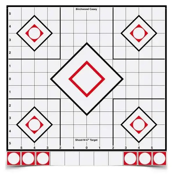 Birchwood Casey Shoot-N-C 12" White/Black Sight-In Target Self-Adhesive Indoor/Outdoor 5 Pack - Birchwood Casey - 12"