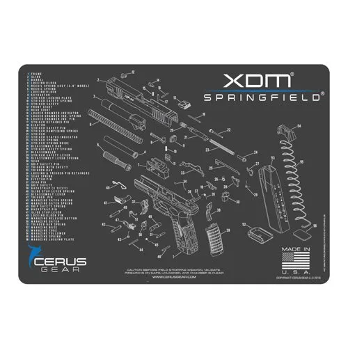 Cerus Gear XDM Schematic Cleaning Mat 17 In Charcoal Gray