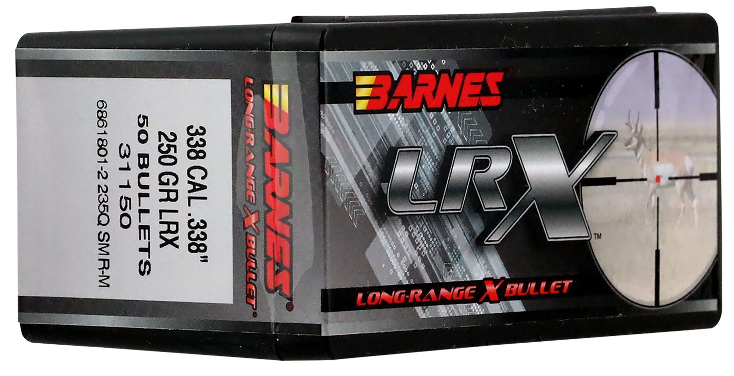 Barnes 31150 LRX .338 Cal 250gr Boat Tail Bullets 50/Box - Browning - 338 Caliber