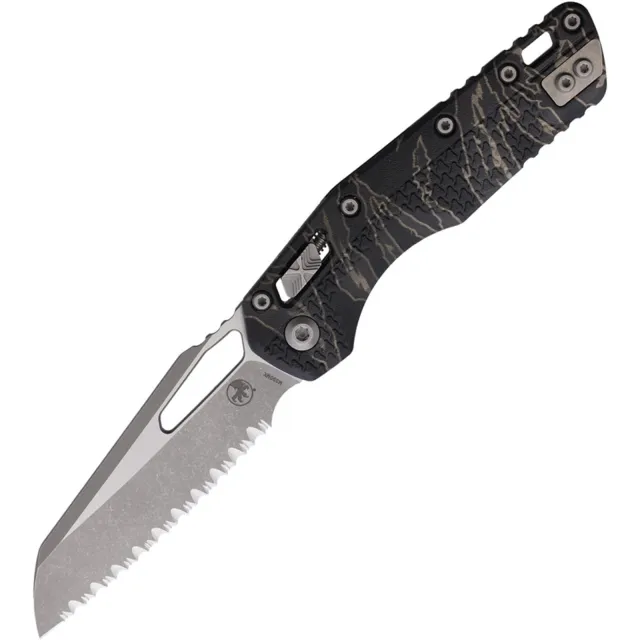 Microtech MSI 3.88 In Wharncliffe Full Serrated Apocalyptic Camo - MICROTECH