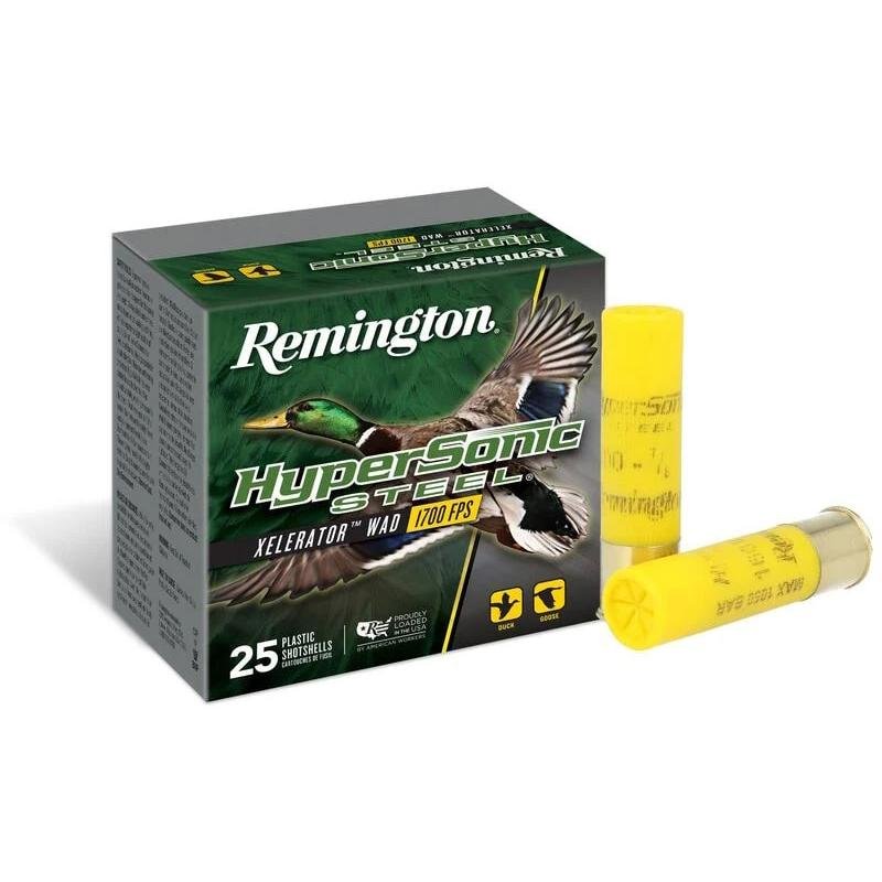 Remington Hypersonic Steel 20 Gauge, 3in, 7/8 oz, #4 Shot, 1600 ft/s Velocity, 25 Rounds, Waterfowl Ammo - Remington Arms Company, LLC - 20 Gauge