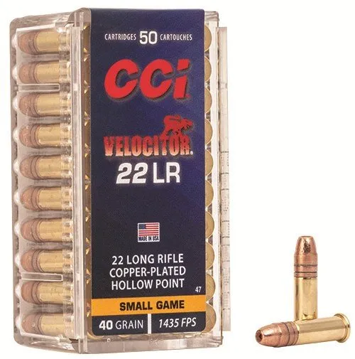 CCI 0047 Velocitor 22 Long Rifle 40 Grain Copper Plated Hollow Point 50 Rou - CCI - 22 LR for sale at Gun Club HQ