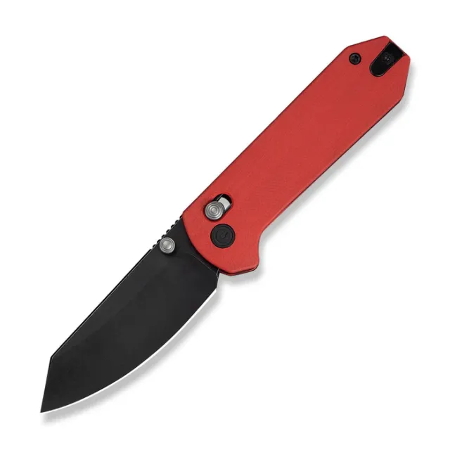 Yonder Thumb Stud & Crossbar Lock Knife Red G10 Handle (2.88"" Black Stonewashed 14C28N Blade) - CIVIVI Knives