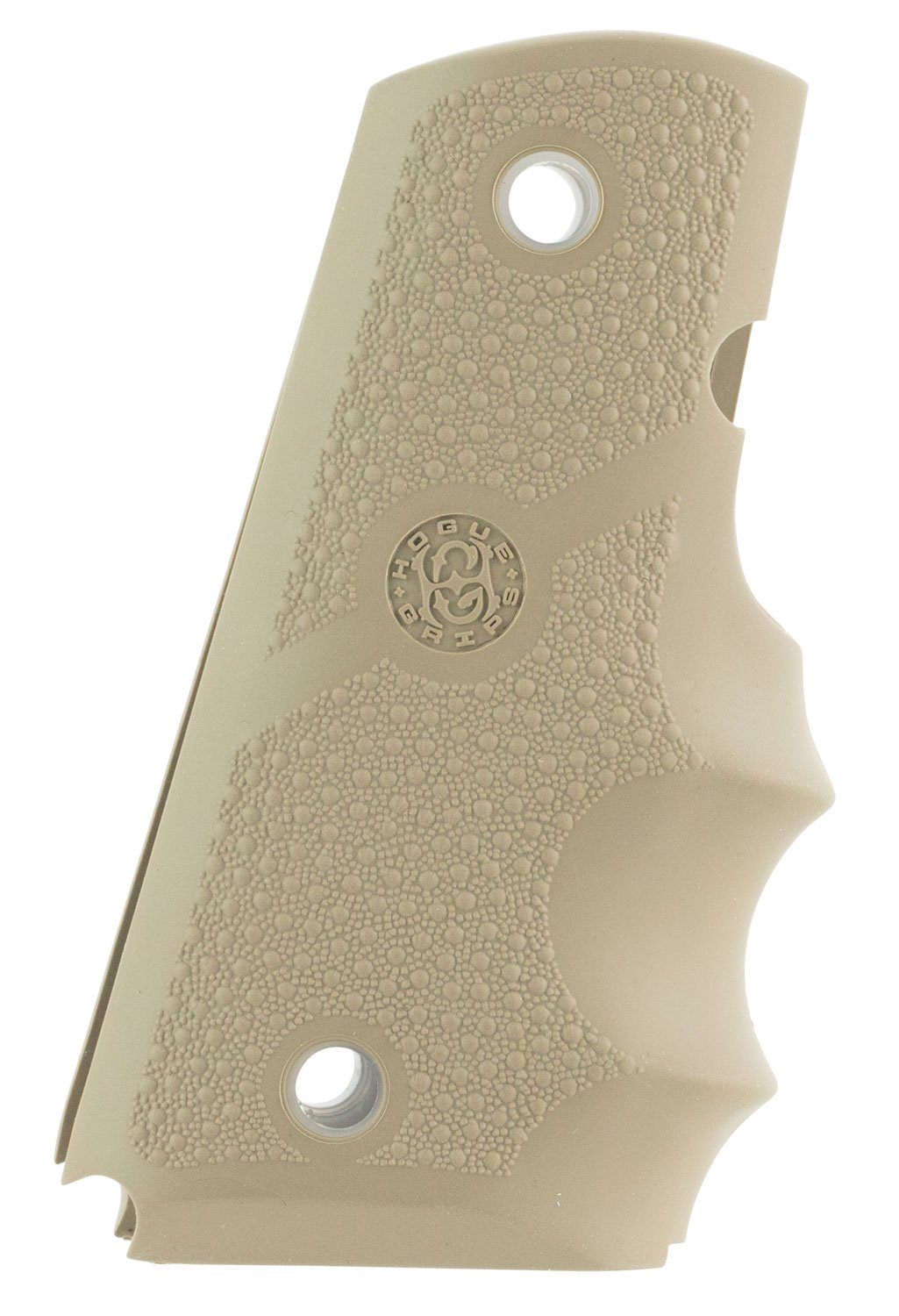 Hogue 43003 Rubber Grip 1911 Officer Desert Tan Cobblestone Finger Grooves - Hogue