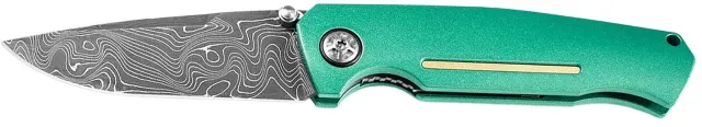 Buy Boker 111102DAM 3.22" Damascus Blade Green Aluminum Handle Knife online