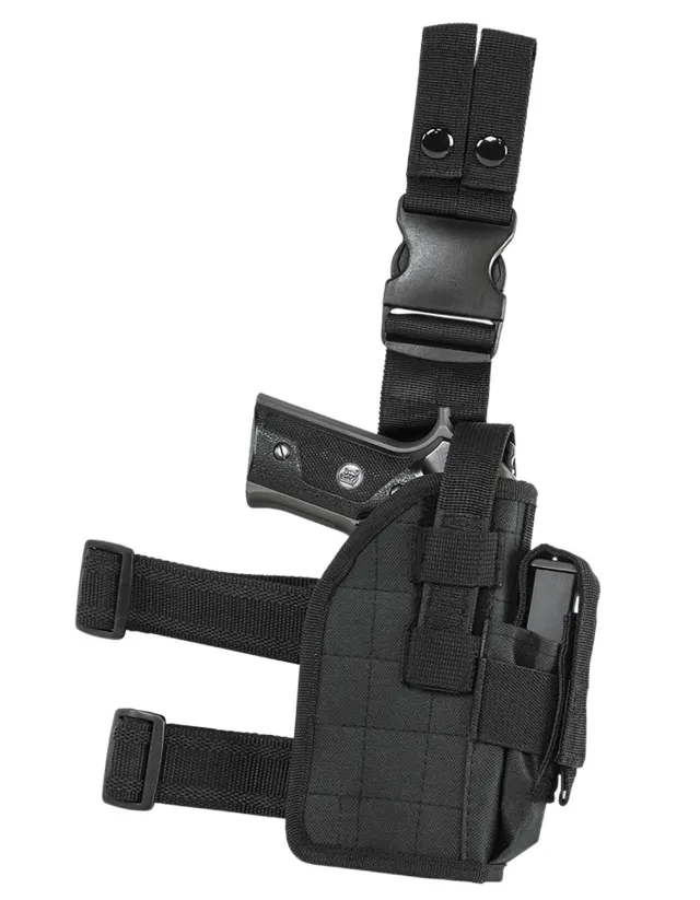 NcStar CVDLHOL2954B Drop Leg Holster Right Hand Black PVC Fits Semi-Auto