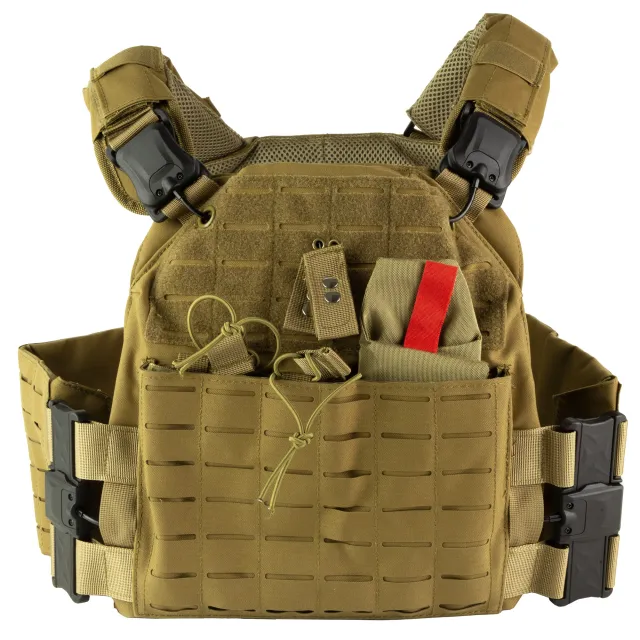 NcStar CVLCQR3054T Quick Release Plate Carrier Tan M-2XL MOLLE Slots