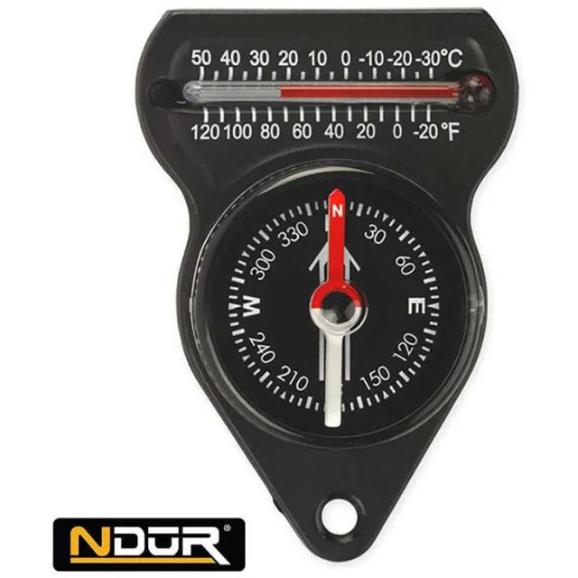Mini Compass with Thermometer Black Outdoor Navigation Accessory - Mini