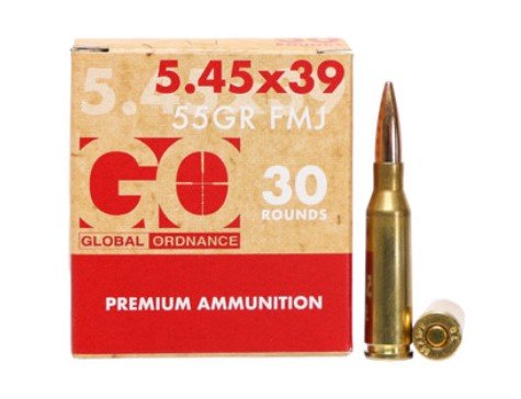 Buy Global Ordnance 197892005456 5.45x39mm 55 Grain FMJ Brass Ammo 30 Rounds online