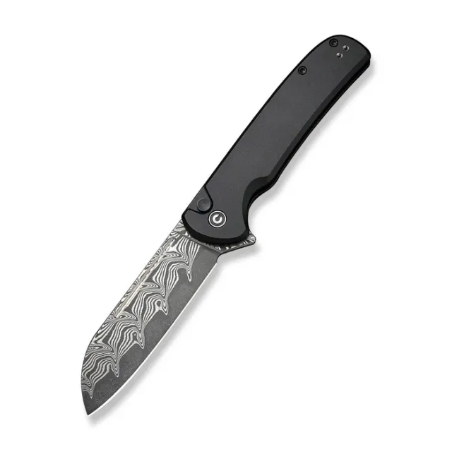 CIVIVI Chevalier II Flipper & Button Lock Knife Aluminum Handle (3.47"" Damascus Blade) - CIVIVI Knives
