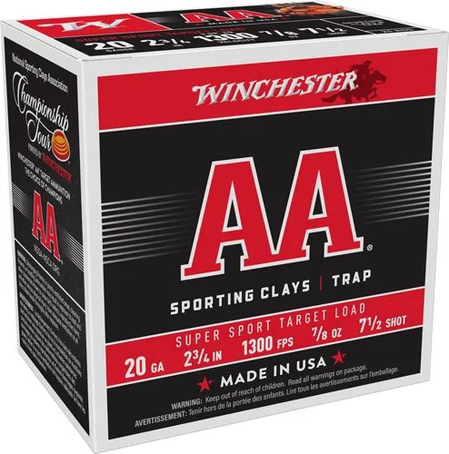 Winchester AA SS 20GA Ammo 2-3/4" .875 oz #7.5 Shot - Winchester - 20 Gauge