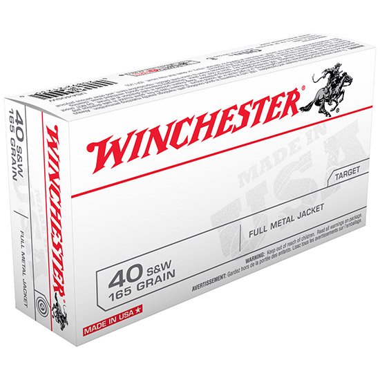 Winchester Ammo USA40SWVP Target 40 S&W 165 gr Full Metal Jacket (FMJ) 100 Per Box/ 5 Cs - Winchester - 40 S&W